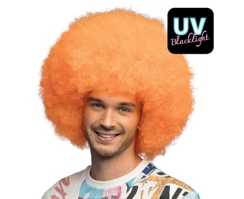 Peruka Sugar – neonowe pomarańczowe afro na imprezy i karnawał