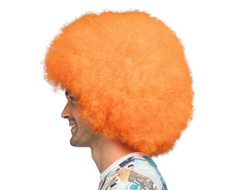 Peruka Sugar – neonowe pomarańczowe afro na imprezy i karnawał