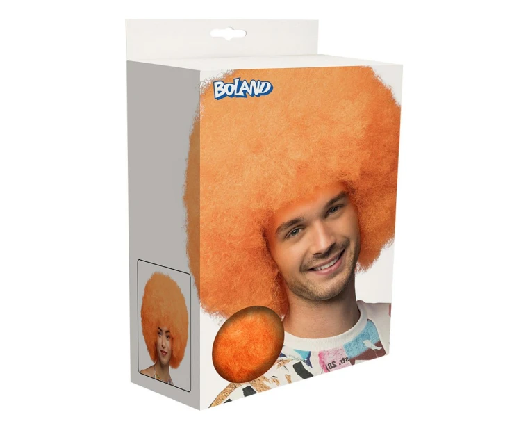 Peruka Sugar – neonowe pomarańczowe afro na imprezy i karnawał