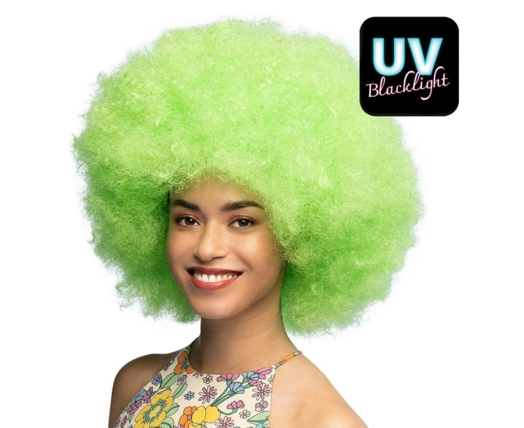 Peruka Sugar – zielone neonowe afro na karnawał, disco i festiwale