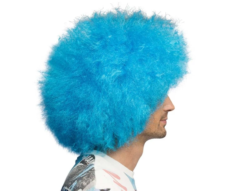 Peruka Sugar – niebieskie neonowe afro na karnawał i imprezy disco