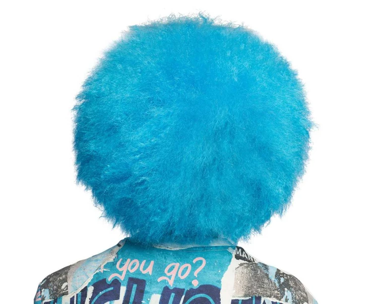 Peruka Sugar – niebieskie neonowe afro na karnawał i imprezy disco