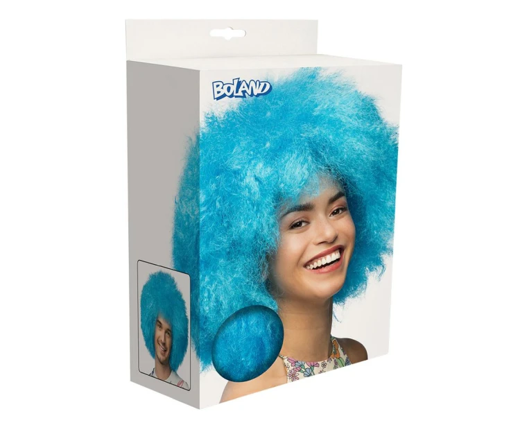 Peruka Sugar – niebieskie neonowe afro na karnawał i imprezy disco