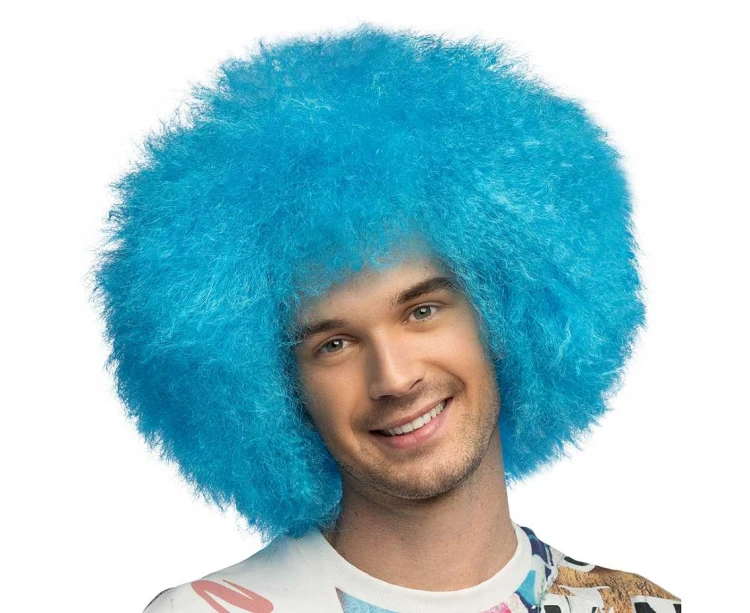 Peruka Sugar – niebieskie neonowe afro na karnawał i imprezy disco
