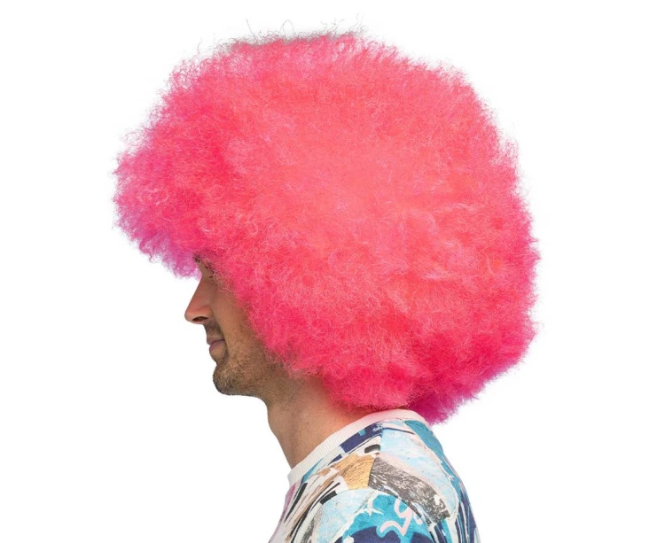 Peruka Sugar – różowe neonowe afro na karnawał, disco i festiwale