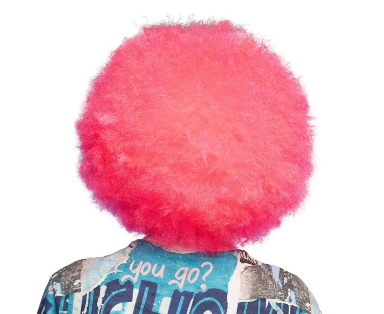 Peruka Sugar – różowe neonowe afro na karnawał, disco i festiwale