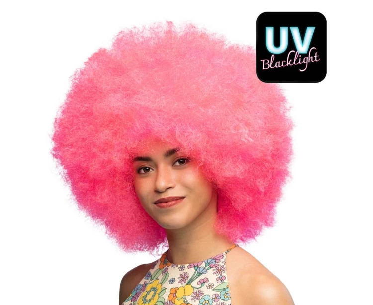 Peruka Sugar – różowe neonowe afro na karnawał, disco i festiwale
