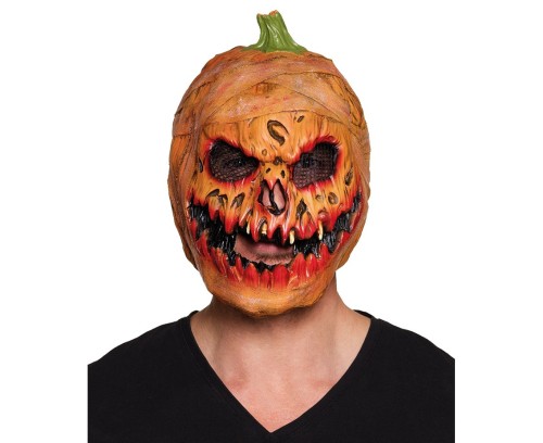 Maska lateksowa dynia na Halloween – straszna maska pomarańczowa