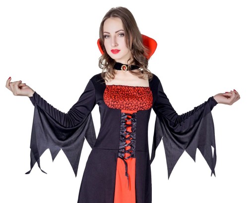 Elegancki strój wampirzycy dla kobiet – długi kobiecy kostium na Halloween