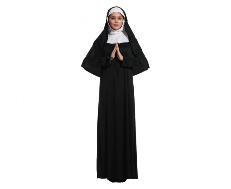 Strój zakonnicy dla kobiet – czarny kostium habit na Halloween i karnawał