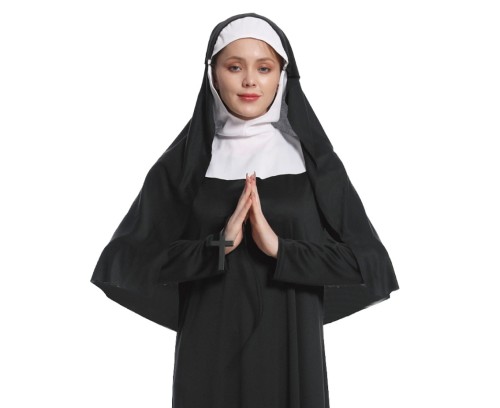 Strój zakonnicy dla kobiet – czarny kostium habit na Halloween i karnawał