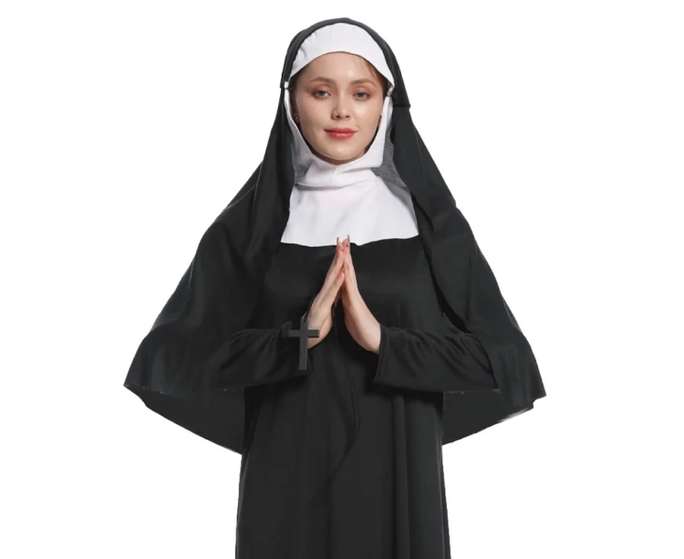 Strój zakonnicy dla kobiet – czarny kostium habit na Halloween i karnawał