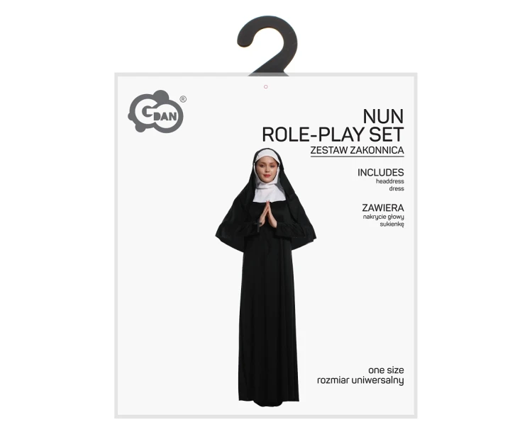 Strój zakonnicy dla kobiet – czarny kostium habit na Halloween i karnawał