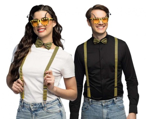 Zestaw Pszczółka – uniwersalne przebranie z muszką, szelkami i okularami