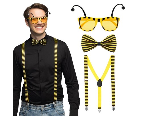Zestaw Pszczółka – uniwersalne przebranie z muszką, szelkami i okularami