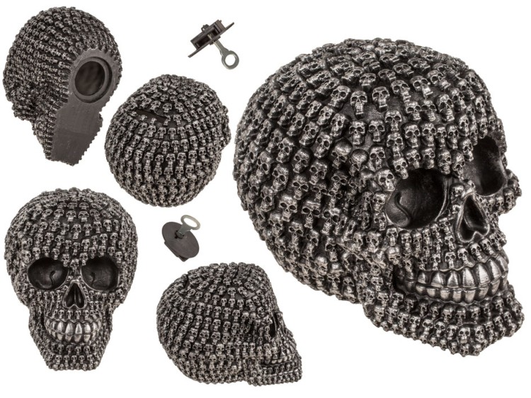 Skarbonka Czaszka z Mini Czaszek – Gotycka Dekoracja i Bezpieczne Oszczędności  (1).jpg