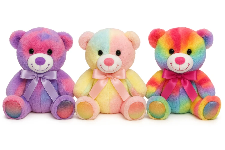 Pluszowy Miś z Kokardką 23 cm – Kolorowa Przytulanka i Prezent .png