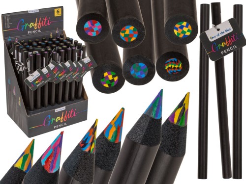 Ołówek Graffiti – czarny ołówek z kolorowym rdzeniem 17,5 cm  (1).jpg