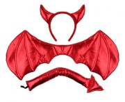 Strój diabła dla dzieci – zestaw z ogonem, skrzydłami i opaską