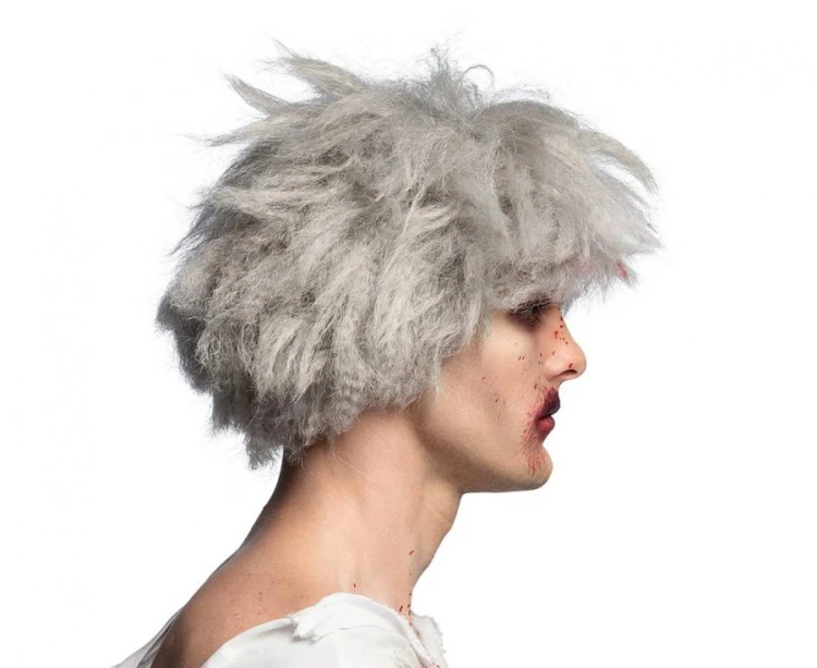 Peruka zombie szara – uniwersalny dodatek do kostiumu grozy