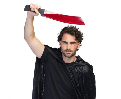 Krwawa maczeta plastikowa – straszny rekwizyt na Halloween i imprezy