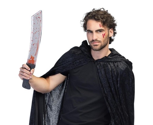 Krwawa maczeta plastikowa – straszny rekwizyt na Halloween i imprezy