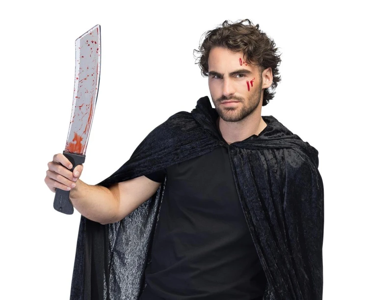 Krwawa maczeta plastikowa – straszny rekwizyt na Halloween i imprezy