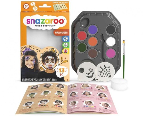 Zestaw farb do malowania twarzy Halloween – 8 kolorów + akcesoria