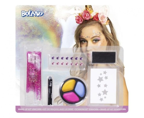 Zestaw do malowania twarzy Jednorożec – farbki, szablon, brokat i naklejki