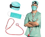 Zestaw doktora – czapka, opaska, maska i stetoskop do przebrania