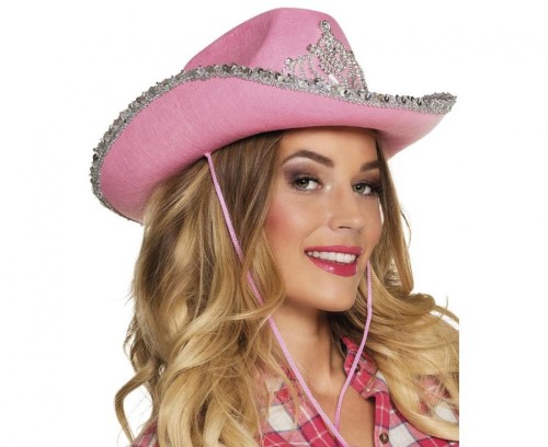 Kapelusz kowbojski różowy z koroną – idealny na wieczór panieński i imprezy