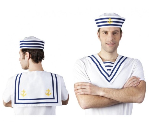 Kołnierz marynarza uniwersalny – biały z granatowymi detalami