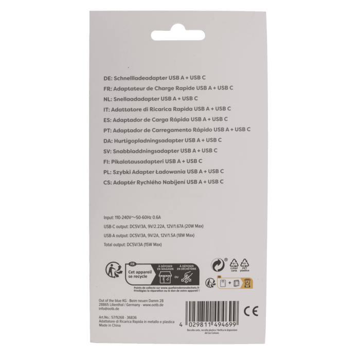 Szybka ładowarka USB-C + USB-A 20W – Ekspresowe ładowanie dwóch urządzeń  (1).png