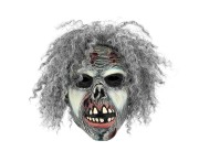 Maska lateksowa Szalony Zombie z włosami – realistyczna maska na Halloween