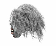 Maska lateksowa Szalony Zombie z włosami – realistyczna maska na Halloween