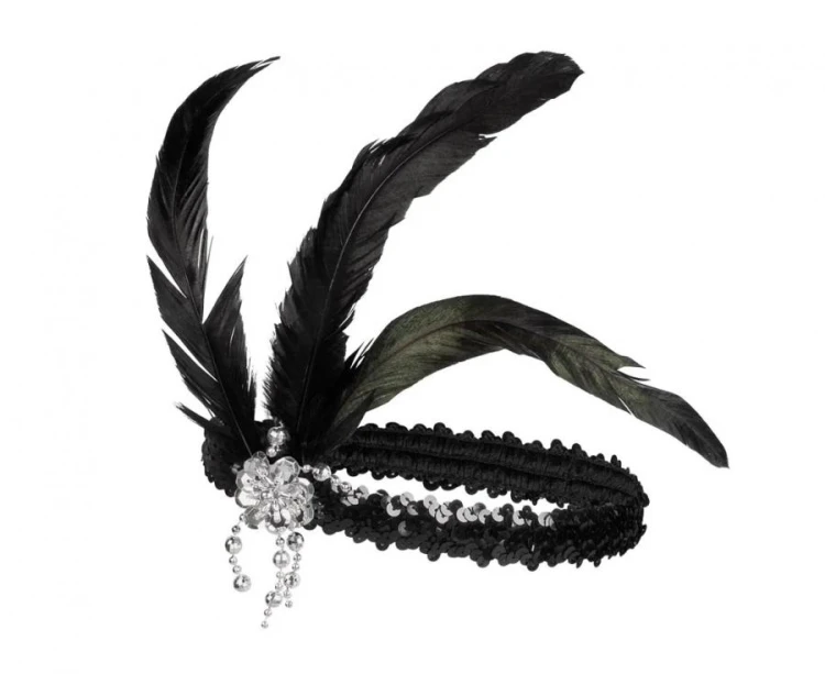 Zestaw retro lata 20' – opaska, naszyjnik i cygaretka – styl Charleston