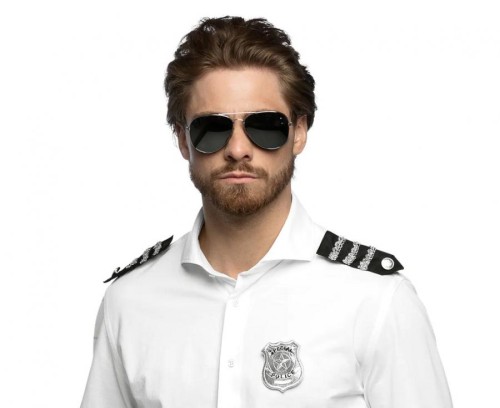 Zestaw dla dorosłych Policjant – okulary, odznaka i pagony, uniwersalny