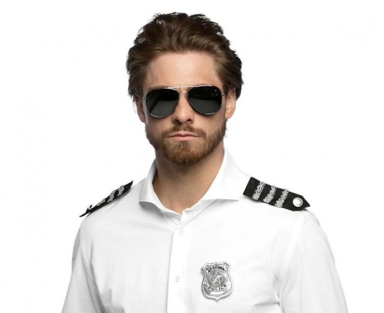 Zestaw dla dorosłych Policjant – okulary, odznaka i pagony, uniwersalny