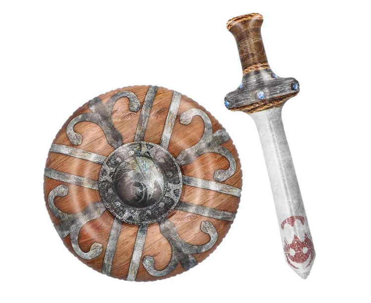 Zestaw dmuchany wiking – miecz 58 cm i tarcza 45 cm, kolorowy