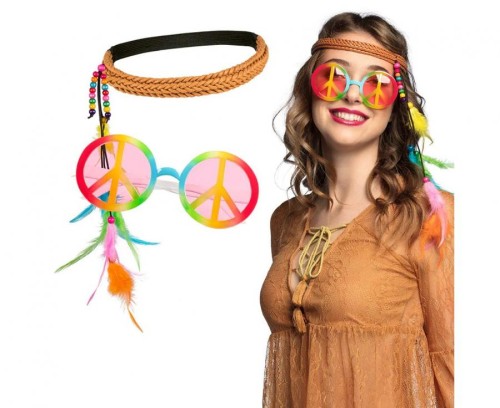 Zestaw Hippie Bohemian – opaska i okulary w stylu lat 70.