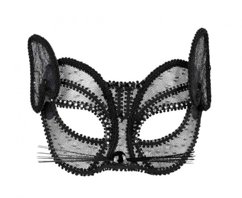 Czarna maska wenecka kot – elegancka maska na bal i karnawał