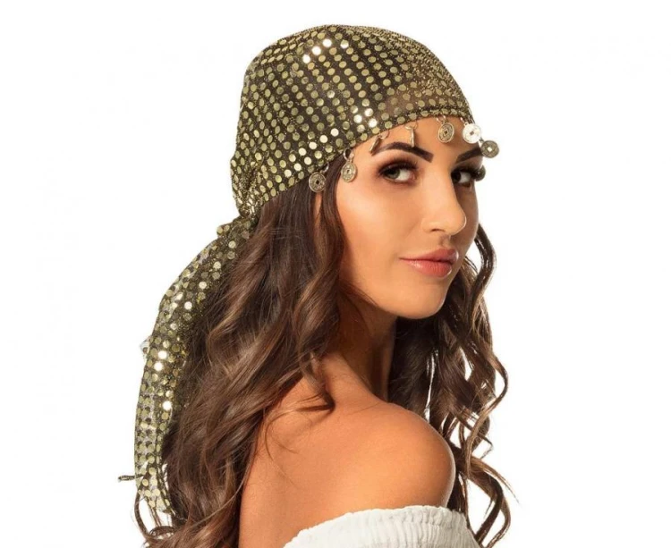 Złota bandana do tańca brzucha – stylowy dodatek do stroju