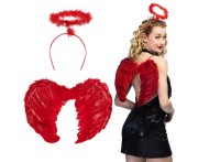 Zestaw Aniołek czerwony – skrzydełka i aureola na Halloween i imprezy