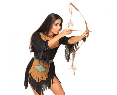 Zestaw Indianki – łuk 61 cm i strzała 35 cm, biało-brązowy, zabawa i karnawał