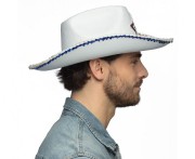Kapelusz kowboja Rodeo USA – biały z gwiazdą, czerwono-niebieski, plastikowy