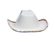 Kapelusz kowboja Rodeo USA – biały z gwiazdą, czerwono-niebieski, plastikowy