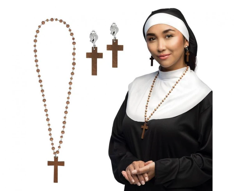 Zestaw Zakonnicy – naszyjnik i kolczyki do kostiumu karnawałowego