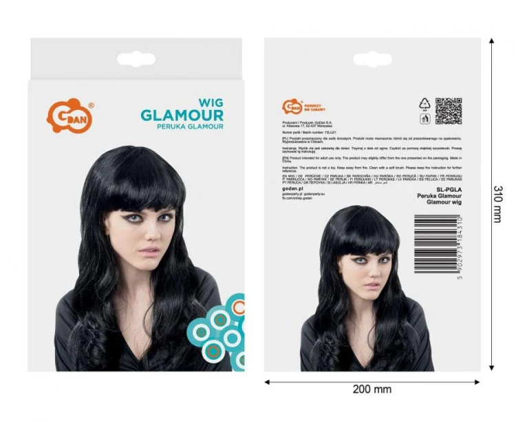 Peruka Glamour czarna – długa uniwersalna peruka na imprezy i Halloween