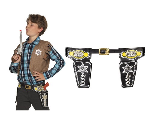 Podwójne kabury Szeryfa – brązowe akcesorium do stroju kowboja