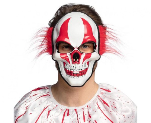 Maska diabelski klaun z włosami – przerażający dodatek na Halloween